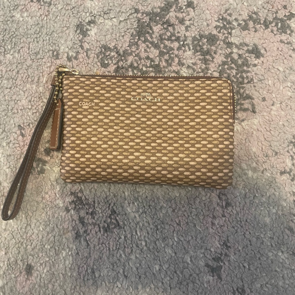 COACH Corner Zip Wristlet with Legacy Canvas Coated Print F35869